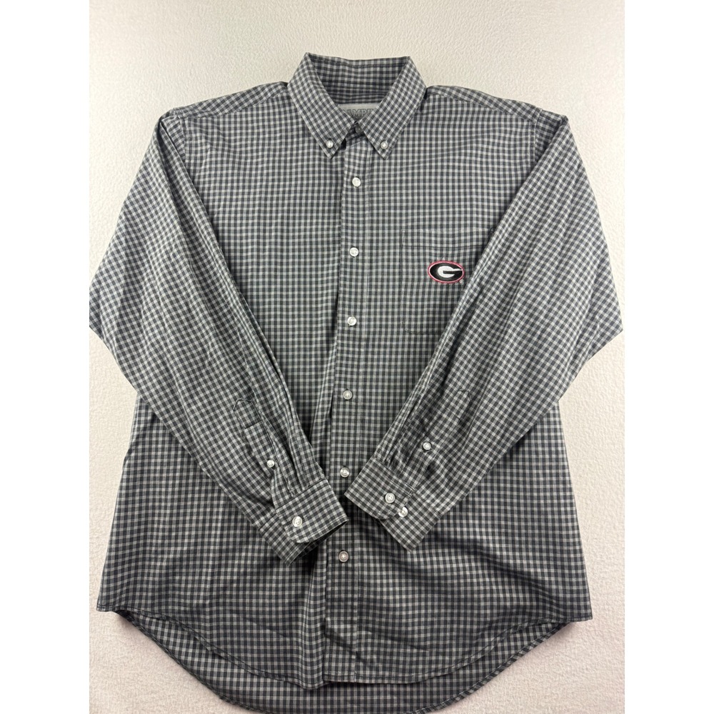 Campus Specialties Georgia Bulldogs Mens Large Black Check Button Down Shirt L